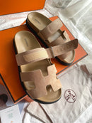 Hermès Women's Chypre Suede Sandal In Beige Argile
