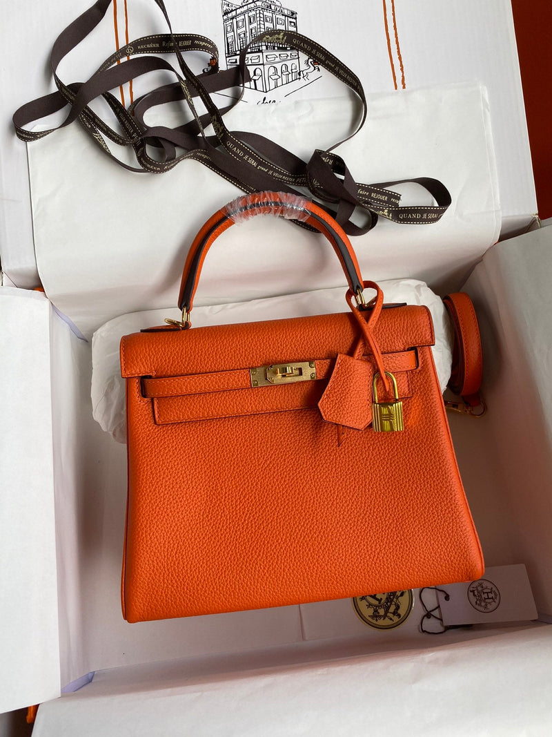 Bolsa Hermes Kelly Orange 25cm (Pronta Entrega)