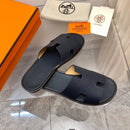 Hermes Izmir Sandal Noir Smooth Calfskin Leather Marine
