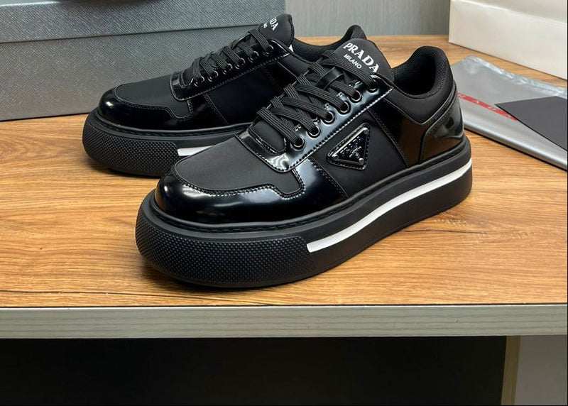 Prada Downtown Leather Sneakers Black
