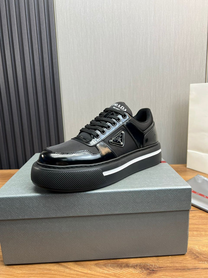 Prada Downtown Leather Sneakers Black