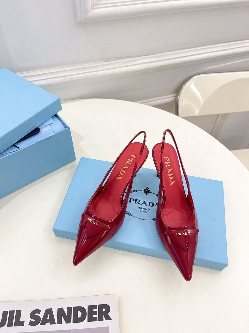 Prada Scarpin Slingback Red
