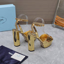 Prada Leather Sandal with Platform Gold