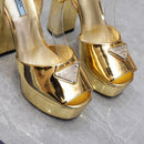 Prada Leather Sandal with Platform Gold