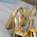 Prada Leather Sandal with Platform Gold