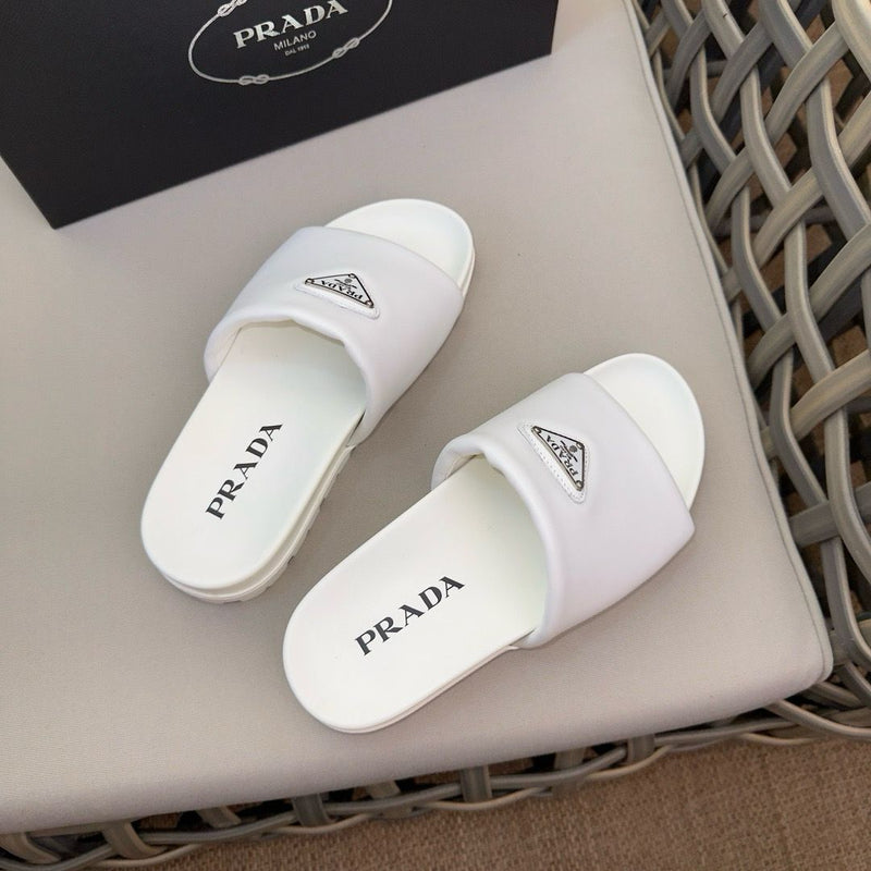 Prada Padded Slides White Nappa Leather