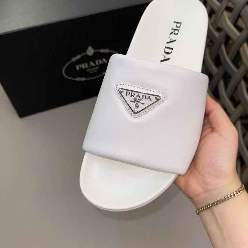 Prada Padded Slides White Nappa Leather