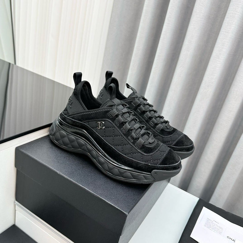 Chanel Suede Calfskin Mixed Fibers CC Black