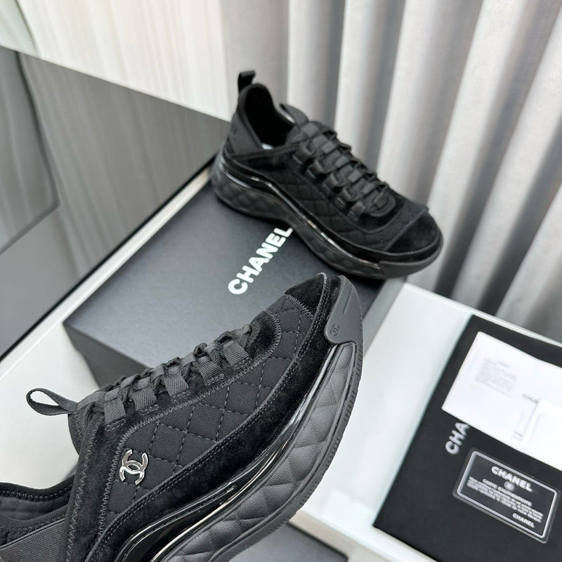 Chanel Suede Calfskin Mixed Fibers CC Black