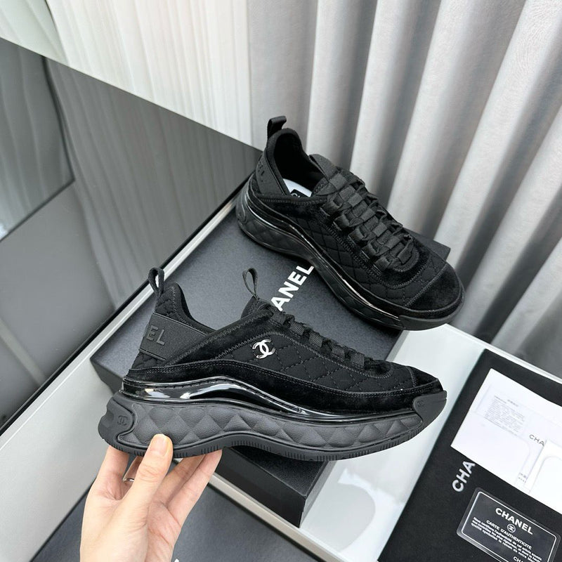 Chanel Suede Calfskin Mixed Fibers CC Black