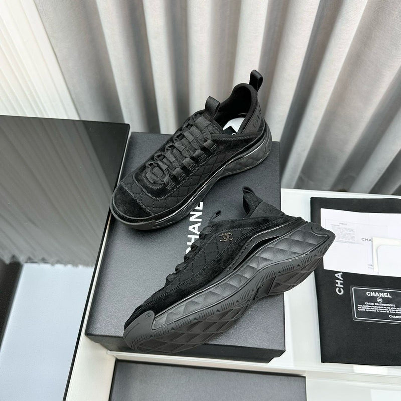 Chanel Suede Calfskin Mixed Fibers CC Black