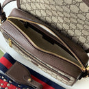 Gucci Ophidia Small Shoulder Bag Beige and Dark Brown