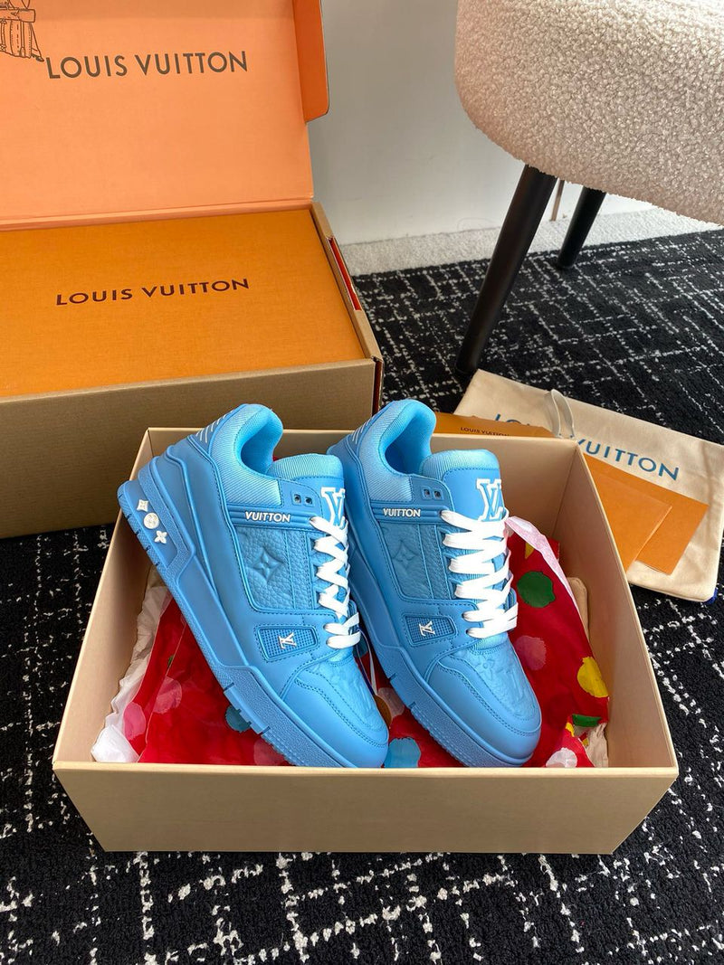 Lv Trainer Low Embossed Monogram Blue