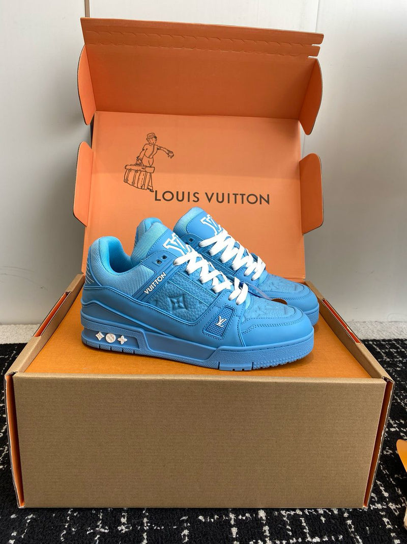 Lv Trainer Low Embossed Monogram Blue