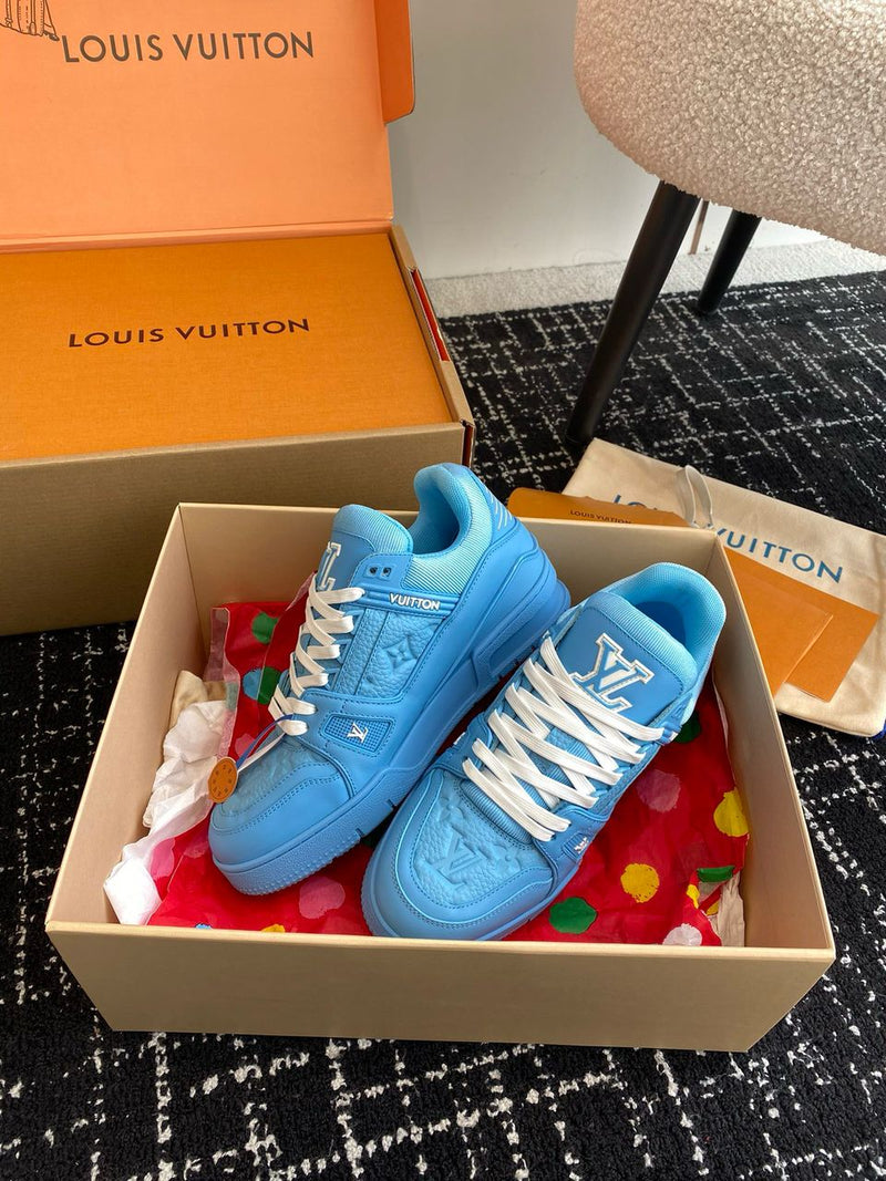 Lv Trainer Low Embossed Monogram Blue