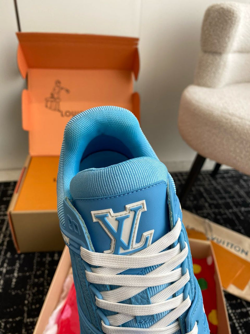 Lv Trainer Low Embossed Monogram Blue