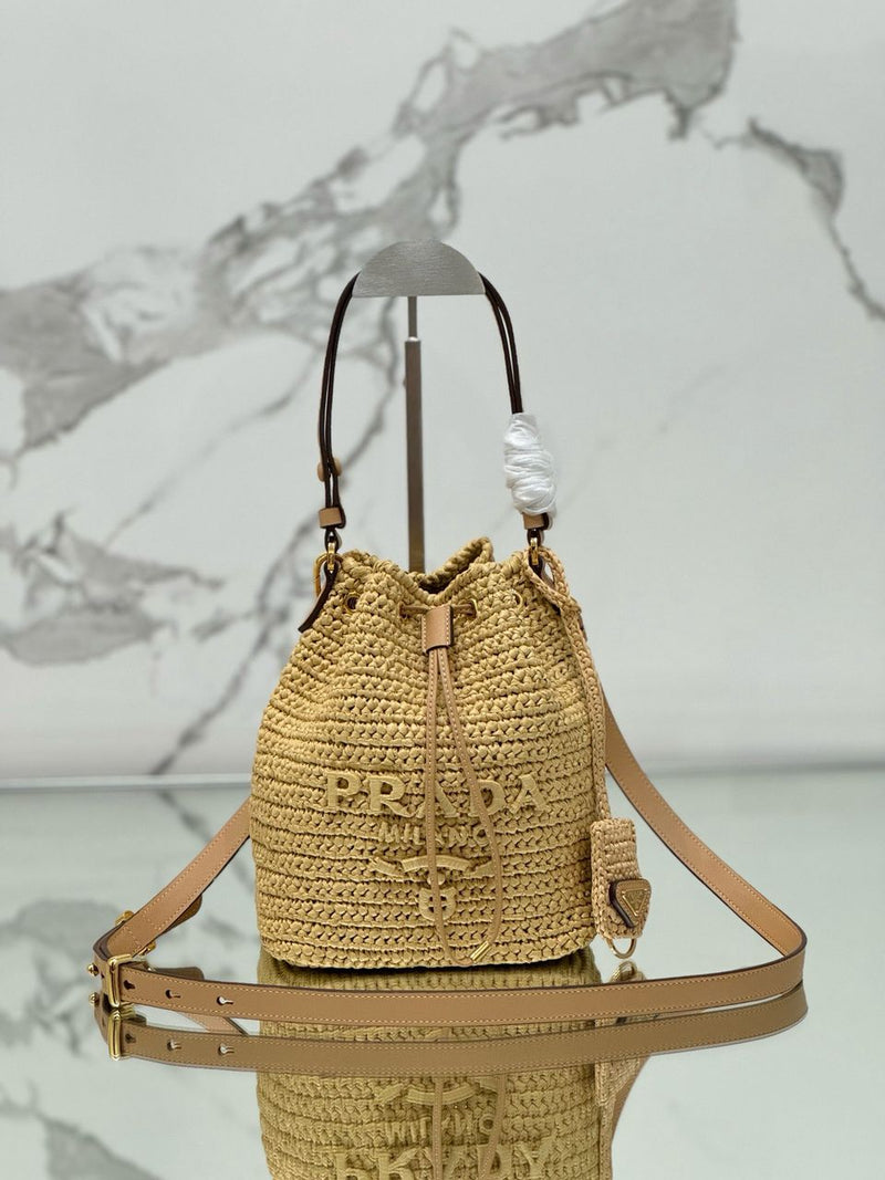 Prada Raffia Mini Bucket