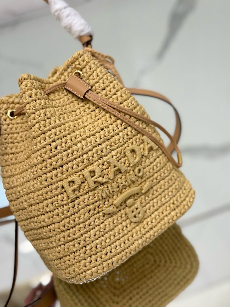 Prada Raffia Mini Bucket