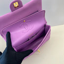 Caviar Quilted Small Double Flap Purple
