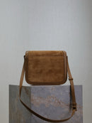 Saint Laurent Suede Smooth Calfskin Monogram Medium Solferino Cinnamon