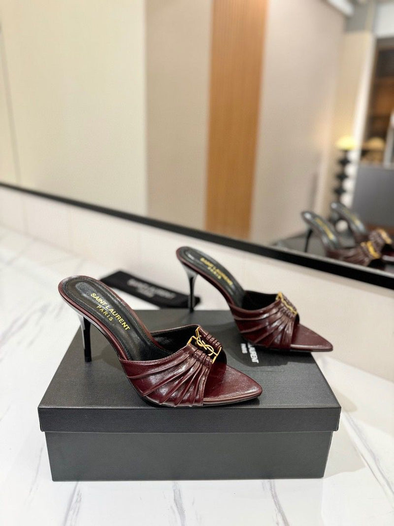 Saint Laurent Babylone Mules Bordeaux