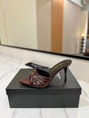 Saint Laurent Babylone Mules Bordeaux