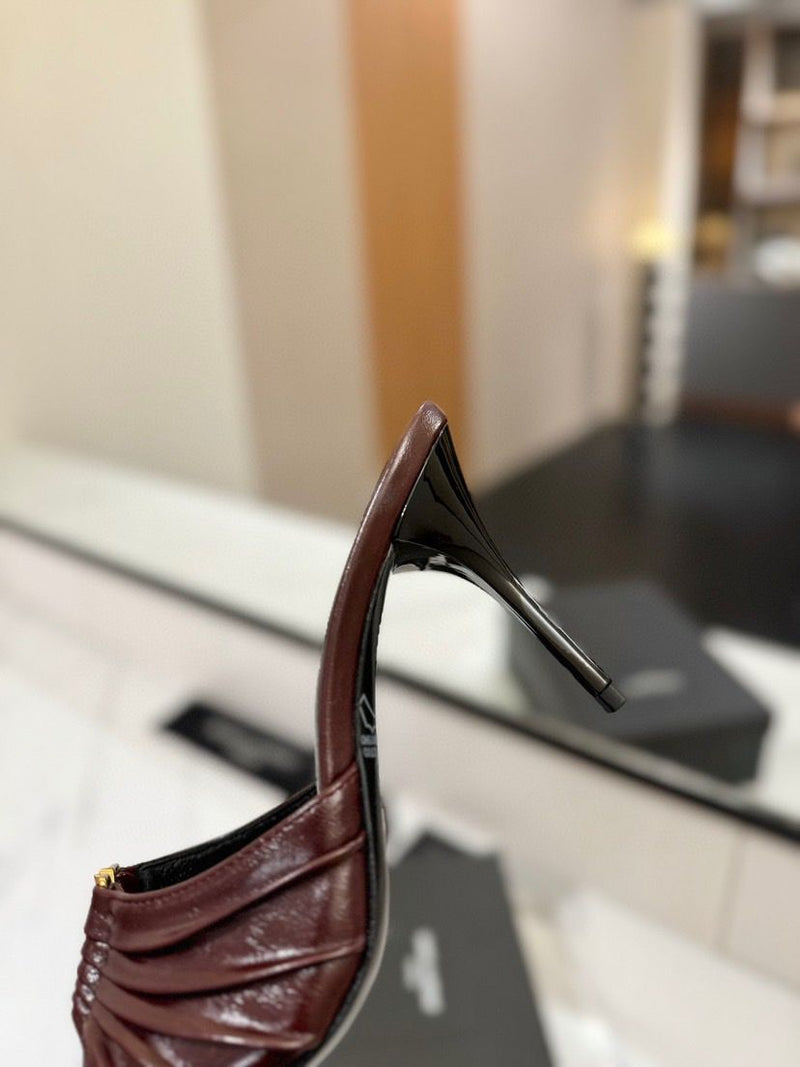 Saint Laurent Babylone Mules Bordeaux