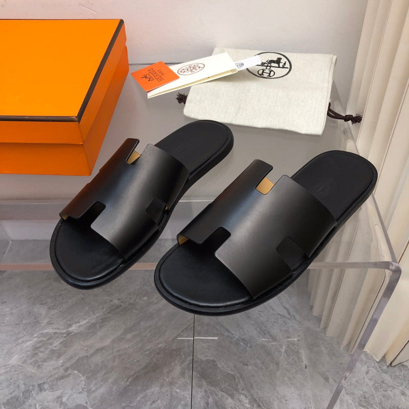 Hermes Izmir Sandal Noir Smooth Calfskin Leather