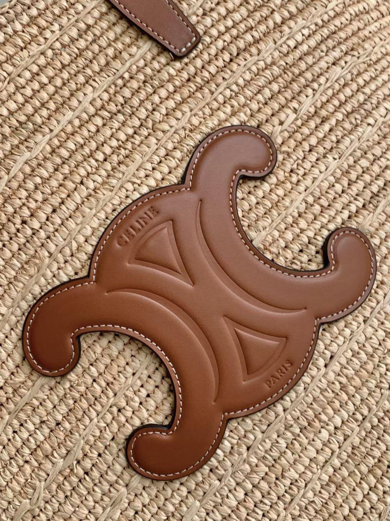 Bolsa CELINE Medium supple panier in raffia and calfskin