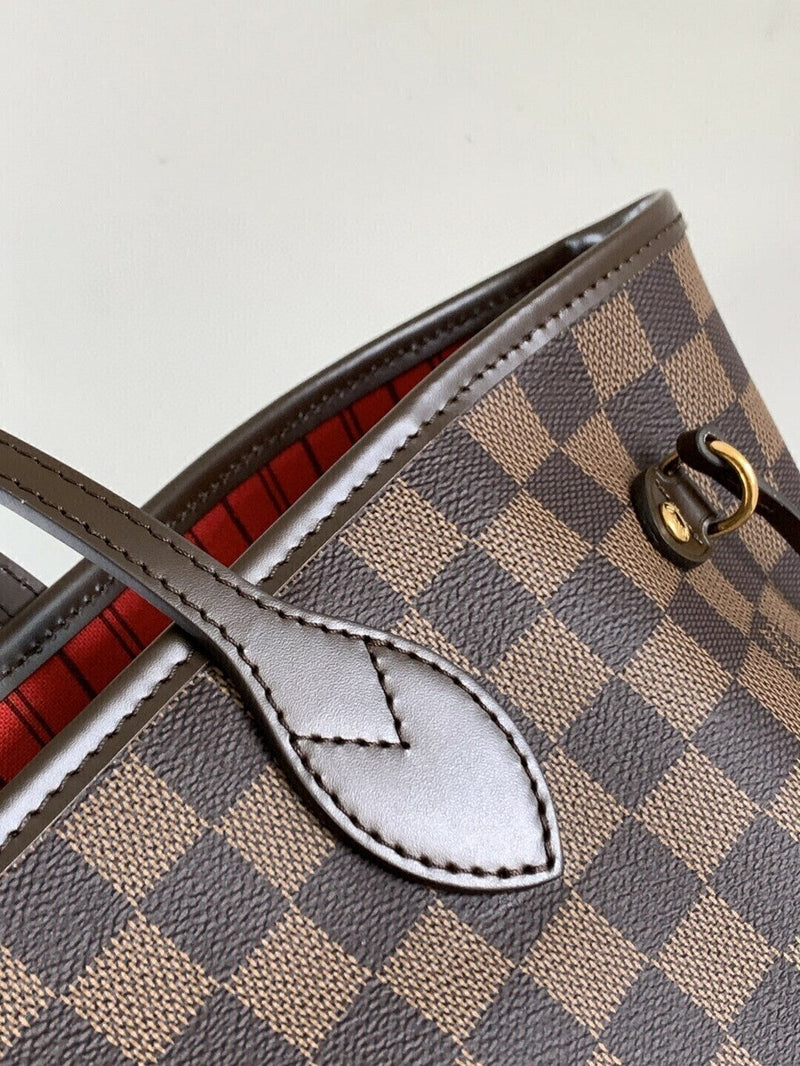 Lv Neverfull Inside Out MM  Brown and Red